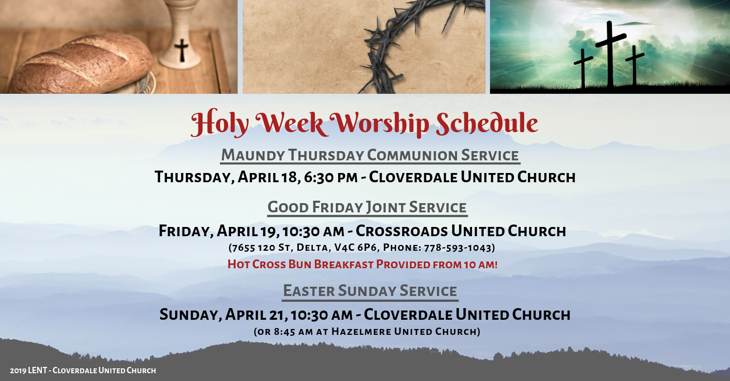 2019 Holy Week Worship Schedule | Cloverdale United Church